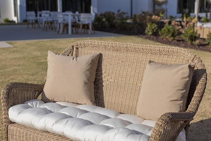 RSH DECOR: Sunbrella Square Throw Pillows Set of 4 | 20" x 20" | Water and Fade-Resistant Performance Fabric | Outdoor Pillow Covers with Down-Alternative Inserts | Canvas Taupe
