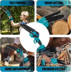 8 Inch Electric Chainsaw Cordless With Auto Oiler, Seniors Friendly Batteries Powered Hand held Chain saw Kit, Automatic Chain Tensioning & Auto Oiler For Tree Branches, Courtyard, And Garden