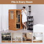 springspa Infrared Sauna Home Sauna, Indoor Far Infrared Saunas for Home, 1 Person Low Emf Canadian Hemlock Wooden Spa Room 950w, 110v with Control Panel