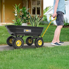 Garden Dump Cart, Heavy-Duty Utility Wagon with 600 lb Capacity, 4 Cu Ft Bed, 10" Pneumatic Tires, 180° Pivot Steering for Yard, Lawn, and Beach Use