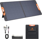 110 Watt Portable Solar Panel,Gifts for Men,18.6V Foldable Solar Panel Charger for Power Station 23.5% High Efficiency IP67 Waterproof 2 Kickstands for Camping RV Offgrid Living