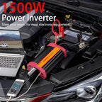 1500W Car Power Inverter DC 12V to AC 110V Car Converter Charger Adapter with Dual Outlets and 4.2A Dual USB Ports DC to AC Power Inverter for Truck Outdoor Home Camping RV Hurricane Emergency Red