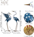 TERESA'S COLLECTIONS Yard Decorations Outdoor Garden Statues, Blue Metal Crane Yard Art, 25-26" Lawn Ornaments for Backyard,Outside Porch,Patio,Heron Decoy Bird Garden Decor,Set of 2,Gifts for Mom