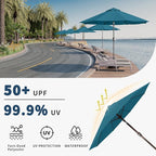 9FT Patio Umbrella Outdoor Table Umbrella w/Push Button Tilt and Crank, 8 Sturdy Ribs, UV Resistant Waterproof Market Umbrella for Pool, Deck, Backyard, Garden, Lake Blue