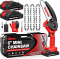 BEST Mini Chainsaw 6 Inch, Gardtech Cordless Portable Electric Chain Saw Handheld Electric Chainsaws with 2025 Upgraded 4 Chains 2 Batteries Good for Olders, DIYer, Gardeners Continuously 2 Hours Work