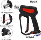RIDGE WASHER Pressure Washer Gun 5000 PSI, 12 GPM, High Pressure Spray Gun with 1/4" Quick Connector, 3/8'' Quick Connect, M22-14 mm and M22-15 mm Fitting