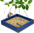 Kingsyard Platform Mealworm Bird Feeder for Outside, Recycled Plastic Hanging Tray Bird Feeders with Large Capacity 3.5 lbs, Premium Quality & Durable, Great for Attracting Wild Birds, Blue