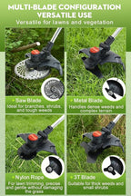 Cordless Weed Wacker, 12-Inch Electric Weed Wacker, Brushless Grass Trimmer with Wheels, 2×4.0Ah Batteries, Lightweight Electric Weed Eater with Telescoping Shaft for Lawn, Yard, Garden, Red