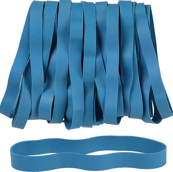 Rubber Bands Size#107 Heavy Duty Big Wide rubber band 30PCS Elastic Bands for Office Supply Trash Can File Folders Litter Box Rubber Bands (Blue)