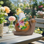 Solar Garden Outdoor Statue Snail Gnome with Succulent and LED Light - Patio,Lawn,Garden,Tortoise Statue for Patio,Unique Housewarming Gifts