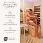 SAUNASOFA™ Sauna Mat & Pillow Set – 3 Person Sauna seat Cushion with Pillow – Heat-Resistant Sauna kit for Infrared or Finnish saunas in Grey