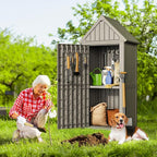 ONBRILL Multifunctional Storage Shed, Outdoor Storage Cabinet with Hooks and Lock Ring, Waterproof Outdoor Storage Shed for All Weather, Tool Outdoor Shed for Patio Lawn and Garden
