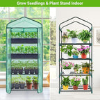 Ohuhu Mini Greenhouse for Indoor Outdoor, Small Plastic Plant Green House 4-Tier Rack Stand Portable Greenhouses with Durable PE Cover for Seedling, 2.5x1.6x5.2 FT, Ideal Gardening Gifts for Women Men