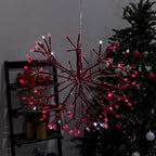Alpine Corporation 16" Indoor Holiday 3D Snowflake Hanging Ornament with LED Lights, Red , Christmas Decoration