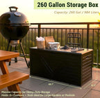 Outdoor Storage Box, 260 Gallon Deck Box Outdoor Storage Bench Outside Waterproof Resin Storage Bench, Lockable Patio Cushions, Garden Tools Storage For Furniture, UV Resistant(Black)