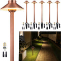 Gardenreet LED Brass Copper Landscape Path Lights(Hat), Waterproof Outdoor 12V Low Voltage for Walkway Driveway Garden Yard with Ground Stake with 3W 2700K G4 Bulb(6 Pack)