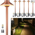 Gardenreet Brass Copper Low Voltage Pathway Lights, Waterproof Landscape Outdoor Path Light, 12V LED Bronze Hat Top Driveway Lamp for Garden Yard House with 3W 270LM 5000K G4 Bulb 6 Pack