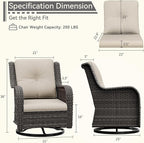 Outdoor Swivel Rocker Patio Chair - Outdoor Wicker Patio Glider Chair with Olefin Fabric Cushions Suitable for Backyard Deck and Porch, Beige