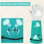 Long Gardening-Gloves Women/Men - Thorn proof Rose Pruning Heavy Duty Gauntlet (Medium, Green)