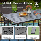 HERA'S HOUSE 7 Pieces Patio Dining Set for 6, Outdoor Rattan Chairs and Black Metal Table with 1.57" Umbrella Hole, Patio Dining Set for Deck Backyard Garden