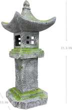 31.5’’High Japanese Pagoda Statue Moss-Covered Retro Miniature Tower Lantern Garden Decoration Figurines Outdoor Asian Decoration Zen Courtyard Landscape…