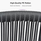 PURPLE LEAF 14 Pieces Patio Dining Set Wicker Outdoor Furniture Oversize Rectangular Table and Chairs Set for Garden Deck Teak-Finish Aluminum Frame Backyard Kitchen Set, Cushions and Pillows Included