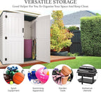 Outdoor Storage Cabinet, 52 Cu ft Resin Storage Box for Patio Garden Yard - Weatherproof Outdoor Storage Shed for Tools Pool Supplies - Lockable Vertical Storage Shed