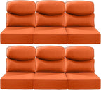 Luxury 22x24/22x25 6-Inch Smile Patio Cushions for Outdoor Furniture Set of 6 - Thick Back & Deep Seat Outside Chair Cushions for Rattan Metal Glider Loveseat Sectional Sofa - Orange