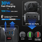 400W Car Power Inverter DC 12V to 110V AC Inverter with PD 30W/15W USB C+2*USB A Ports & 2 AC Outlets, Car Plug Adapter Outlet for Laptop/Phone/Road Trip