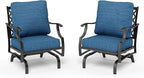 HERA'S HOUSE Outdoor Chairs Set of 2, 2 x Patio Chair with Pacific Blue Cushions, All Weather Outdoor Furniture for Lawn Garden Backyard Deck(Rocking Chairs)
