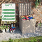DRATO 50 Gallon Deck Box, Outdoor Storage Box for Patio Cushion, Garden Tools, Waterproof Patio Storage box, Lockable (Light Brown)