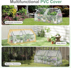Aoodor 6 x 3 x 3 ft Mini Greenhouse with 2 Zipper Doors, Water-Resistant, UV-Protected for Flowers, Vegetables, and Herbs, Transparent