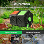 VIVOSUN Dual Chamber Tumbling Composter, 2X 18.5 Gallon Compost Bin, Heavy-Duty Compost Tumbler w/Sliding Door, Plastic, Black