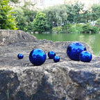 Gazing Ball Stainless Steel Gazing Globe Mirror Reflective Garden Sphere Floating Pond Balls Gazing Ball Shiny Home Outdoor Ornament (Blue, 6Pack)