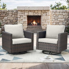 Outdoor Patio Swivel Rocker Chairs - Single Wicker Patio Swivel Rocking Chair with Waterproof Wicker,Comfortable Cushions and Sturdy Metal Frame for Outside Porch Deck Backyardd(Brown/Beige/1PC)