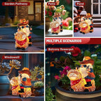 Solar Highland Cow Gnome Statue - Hand-Painted Resin Outdoor Decor for Garden & Yard, Unique Mothers Day Birthday Gifts for Grandma Women (Weatherproof)