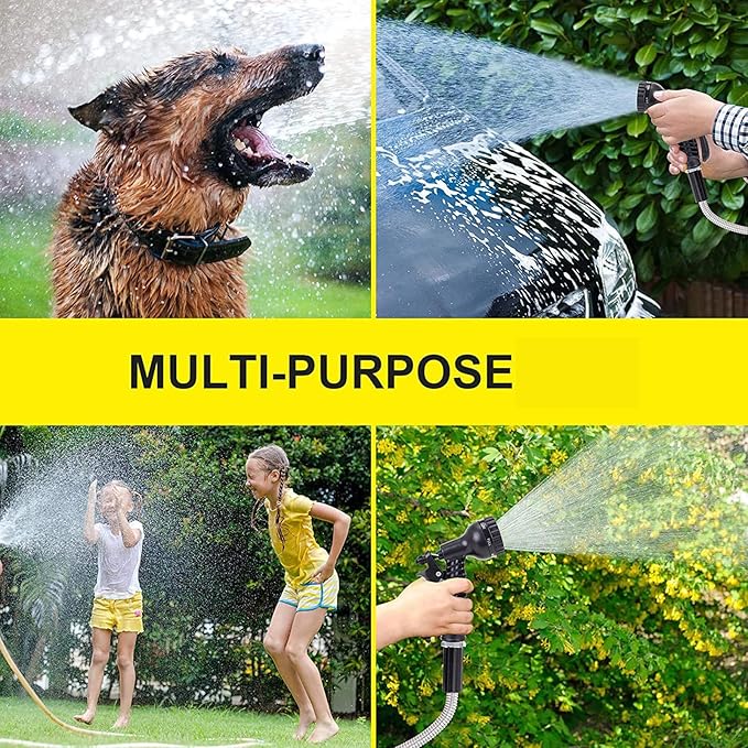 100ft Metal Garden Hose Stainless Steel Heavy Duty Water Hose With 2 Nozzles, No Tangle and Kink, Lightweight & Flexible, Tough and Pet Proof, Metal Garden Hose for Yard, RV, Garden, Outdoor