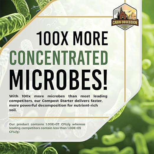 Compost Starter - 100x Concentrated All Natural Compost Accelerator for Countertop Kitchen Bin - Odor-Free, Fast-Acting Microbial Formula - Approximately 73 Scoops