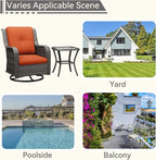 2 Pieces Outdoor Swivel Rocker Patio Chairs Set - Outdoor Wicker Patio Conversation Sets with 1 Side Table, Olefin Fabric Cushions Suitable for Backyard Deck and Porch, Orange