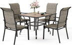 5 Pieces Patio Dining Sets for 4 Person, Outdoor Table and Chairs Set with Wood-Like Patio Dining Table(1.57" Hole) & 4 Textilene Patio Dining Chairs, Outdoor Dining Sets for Deck