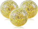 Gold 3.35 Inch Glass Balls Decorative for Bowls Crack Mosaic Orbs Solid Spheres Ball Round Globe Vase Filler Coffee Table Decor Modern Wedding Party 3 Pcs