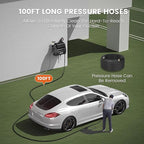 Giraffe Tools Grandfalls Pressure Washer G30B, Max 2900 PSI, 2.2 GPM, Electric Wall Mounted Pressure Washer with 100ft Black Pressure Hoses, Foam Cannon, 4-Nozzles for Car/Driveways, Dark Silver