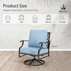 HERA'S HOUSE Outdoor Chairs Set of 2, 2 x Patio Chair with Blue Cushions, All Weather Outdoor Furniture for Lawn Garden Backyard Deck(Swivel Chairs)
