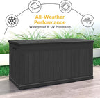 260 Gallon Deck Box Lockable, Outdoor Storage Box Waterproof and UV Resistant, Large Patio Storage Box with 1000 lbs Capacity, for Garden, Patio Furniture, Pool (Black)