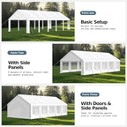 MFSTUDIO 16x32 Party Tents, Outdoor Heavy Duty Tents for Parties with Removable Sidewalls, Canopy Events Tent Shelter for Outdoor Wedding Birthday Backyard, White