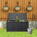 75 Gallon Resin Deck Box, Waterproof Outdoor Storage Box with Wheels, Lockable Lid and Handles, Large Deck Storage for Outdoor Gear, Patio Furniture Cushion, Gardening Tools, Jet Black