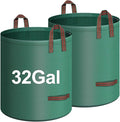 2-Pack 32 Gallons Leaf Bags, Reusable Yard Waste Bags, Heavy Duty Lawn Bags for Garden Leaves and Waste Collection, Lightweight Portable Yard Trash Bag