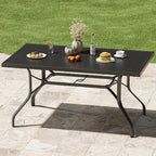 Soohow Outdoor Dining Table 60"x35", Rectangle Patio Dining Table with 1.57" Umbrella Hole, Outdoor Metal Furniture for Patio, Graden, Backyard and Poolside, Weather-Resistant
