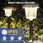 HIGH-Power 2-in-1 Warm&Cold,Super Bright Solar Lights Outdoor IP65 Waterproof, 4 Pack Solar Walkway Lights,Up to 28 Hrs Solar Pathway Lights for Yard,Patio,Landscape,Sidewalk,Driveway,Lawn