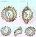 Hummingbird Wind Spinner for Yard and Garden,12in 3D Wind Spinner Hummingbird Gift for Women/Mother/Father/Men,Hanging Bird Wind Catchers Kinetic Yard Art Ornaments Outdoor Wind Sculptures